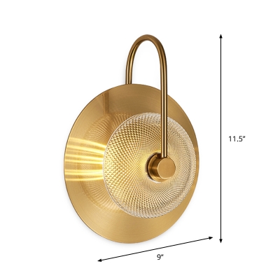 Post Modern 1-Light Wall Light Sconce Brass Bell Shape Wall Lamp Green/Clear Latice Glass