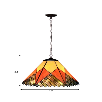 Pyramid White/Yellow/Orange Glass Chandelier Lighting Fixture Baroque Style 2 Lights Coffee Hanging Pendant Light for Kitchen