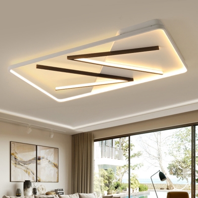 Rectangle Ceiling Light Fixture Contemporary Acrylic Black-White LED Flush Mount in Remote Control Stepless Dimming/Warm/White Light