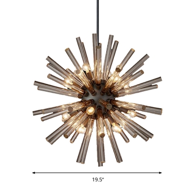 Sputnik Chandelier Light Fixture Modern Smoke Gray Crystal 9 Bulbs Brass Ceiling Pendant Light for Living Room
