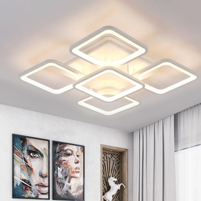 Square Flush Mount Lighting Modernism Acrylic White 23.5