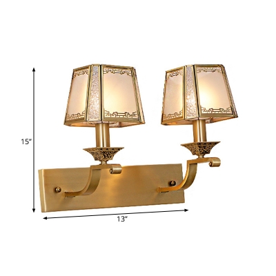 Vintage Trapezoidal Vanity Lamp 1/2-Light Metal Wall Light Sconce in Brass for Bedroom