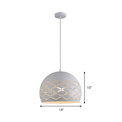 White Globe Hanging Lamp Simple 1 Light Metal Suspension Pendant Light for Dining Room