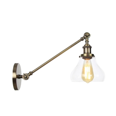 1 Light Clear Glass Wall Lamp Vintage Black/Bronze/Brass Pear Indoor Sconce Light with Arm, 8
