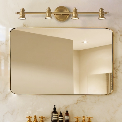 2/3/4-Bulb LED Metal Vanity Light Fixture Traditionalist Brass Linear Bathroom Wall Lamp