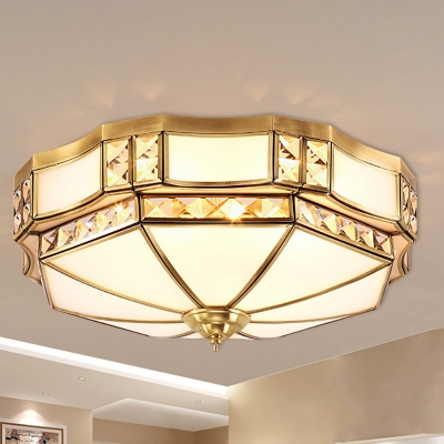 3/4/6 Lights Flush Ceiling Light Classic Dome Curved Opal Glass Flush Mount Lighting in Gold for Living Room