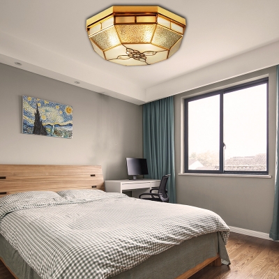 4/6 Lights Flushmount Lighting Traditional Geometric Frosted Glass Pane Ceiling Flush Mount in Gold, 19.5