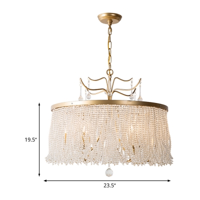 6/8 Lights Chandelier Light Fixture Circular Crystal Suspension Pendant in Gold for Living Room