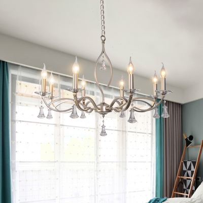 6/8 Lights Hanging Chandelier Countryside Candelabra Crystal Ceiling Hang Fixture in Chrome