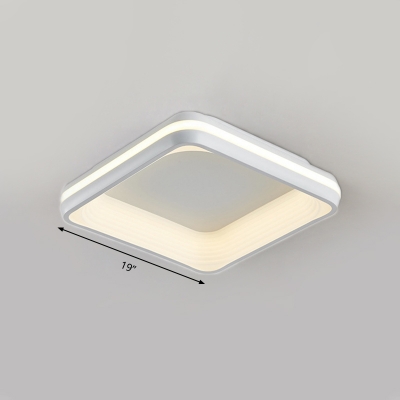 Acrylic Square Flush Mount Light Fixture Modern LED White Ceiling Fixture in 3 Color Light/Remote Control Stepless Dimming, 19