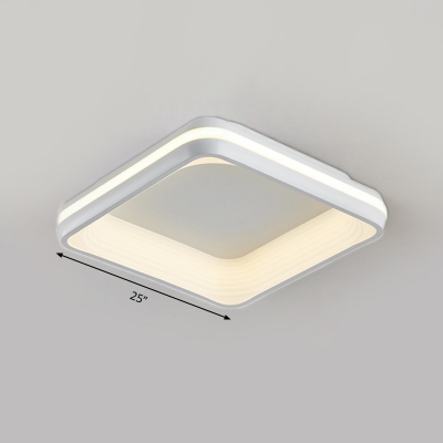 Acrylic Square Flush Mount Light Fixture Modern LED White Ceiling Fixture in 3 Color Light/Remote Control Stepless Dimming, 19