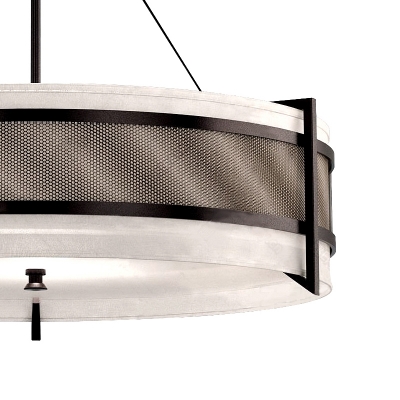 Black Round Chandelier Light Contemporary 3 Lights Fabric Pendant Lighting Fixture for Tea Room