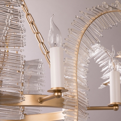 Candlestick Chandelier Modern Crystal 4 Lights Brass Pendant Lighting Fixture for Living Room