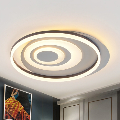 Circle Ring Acrylic Flush Light Modern Style LED Black Ceiling Mounted Fixture for Bedroom