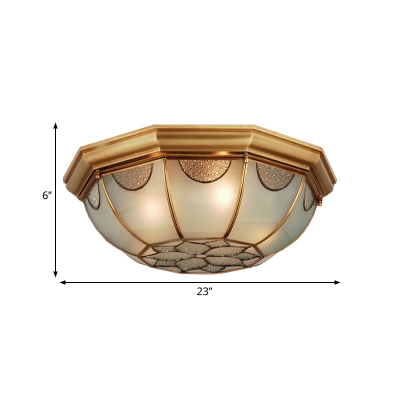 Flower Frosted Glass Flush Mount Lamp Classic 3/5 Lights Living Room Ceiling Mounted Fixture in Gold, 14