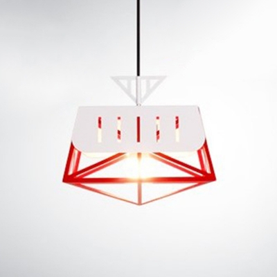 Frame Metal Down Lighting Contemporary 1 Head Red/Black Ceiling Hanging Light for Living Room