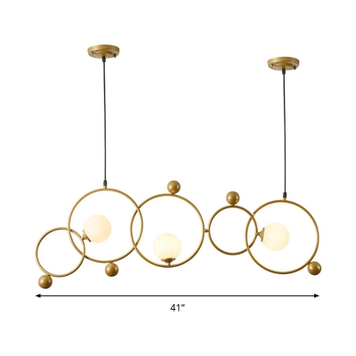 Gold Circle Chandelier Lighting Minimalism 3 Bulbs Metal Pendant Light Fixture for Dining Room