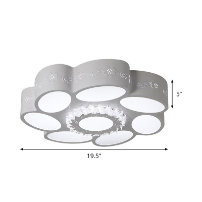 LED Bedroom Flush Mount Lamp Modern Stylish White Ceiling Light with Flower Acrylic Shade in Warm/White Light/Remote Control Stepless Dimming