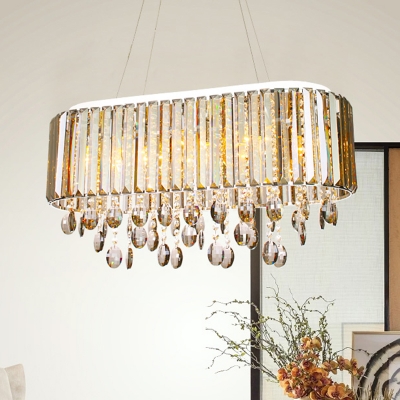 Modernism 6 Heads Ceiling Chandelier 1-Layer Suspended Lighting Fixture with Clear Crystal Shade