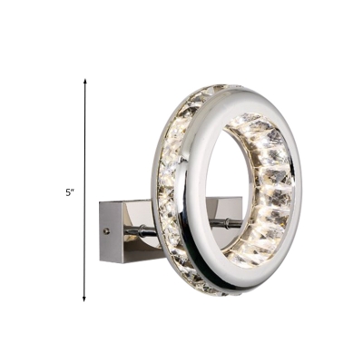 Nickle Circle Wall Sconce Lighting Contemporary LED Stainless Steel Wall Light Fixture in Warm/White Light