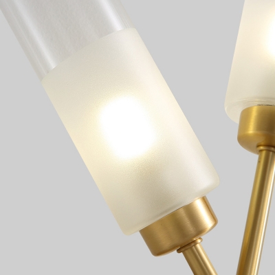 Oblique Tube Wall Light Post Modern Clear Glass 2-Light Brass Finish Wall Light Sconce