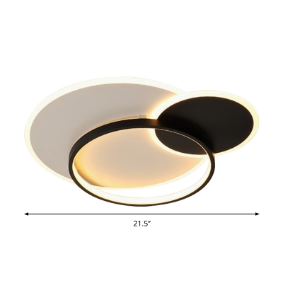 Overlapping Flush Mount Light Fixture Minimalist Acrylic Black and White LED Ceiling Lamp