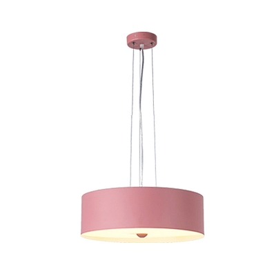 Pink Drum Shaped Pendulum Light Modern Style 11
