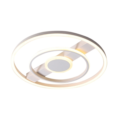 Ring Ceiling Lamp Minimalist Acrylic LED Flush Light Fixture in Remote Control Stepless Dimming/Warm/White Light, 18