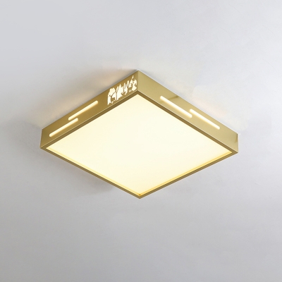 Square Bedroom Flush Light Fixture Modern Metal Simple Style LED Ceiling Mounted Light in Gold, Warm/White Light