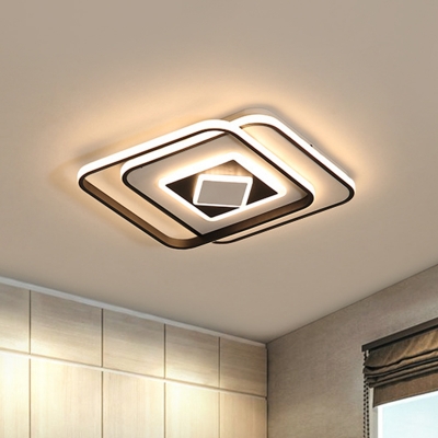 Square Flushmount Modern Style Acrylic LED Black Ceiling Mounted Fixture in Warm/3 Color Light