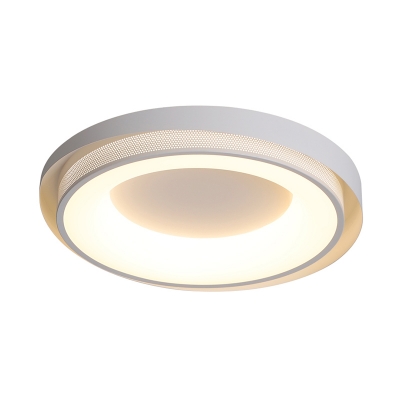 White Disk Ceiling Fixture Modernism Metal 18