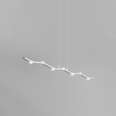 White Wave Chandelier Light Fixture Simple 5/7 Lights Metal Ceiling Chandelier, Warm/White Light