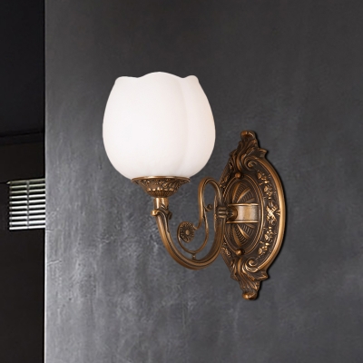 1/2-Light Global Wall Lighting Vintage Stylish White Marble Wall Sconce Lamp in Antique Brass for Living Room