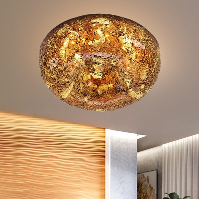 2/3 Lights Round Flush Mount Tiffany Style Yellow/Light Purple/Pink Shell Flushmount Ceiling Fixture for Bedroom, 10