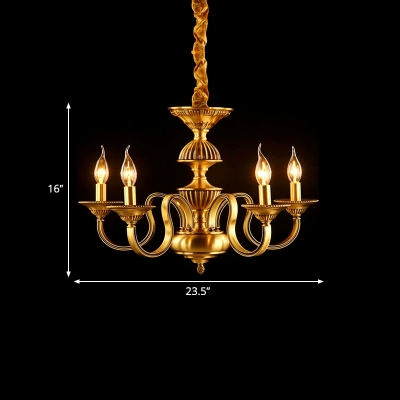 3/5/6 Bulbs Starburst Ceiling Chandelier Colonial Metal Hanging Pendant Light in Brass