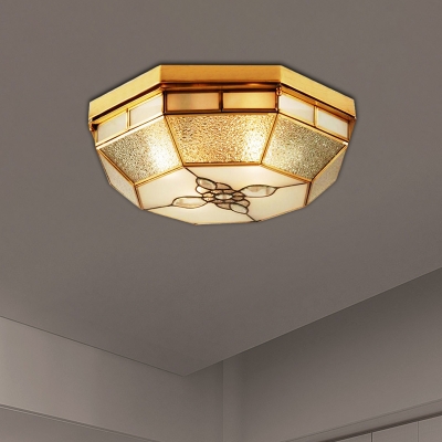 4/6 Lights Flushmount Lighting Traditional Geometric Frosted Glass Pane Ceiling Flush Mount in Gold, 19.5