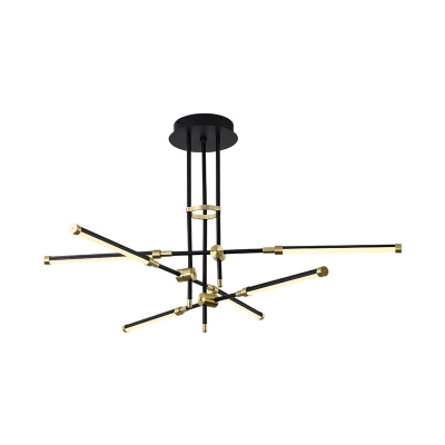 Acrylic Rectangle/Stick Chandelier Light Fixture Modernism Black and Gold/White and Gold LED Ceiling Pendant Light
