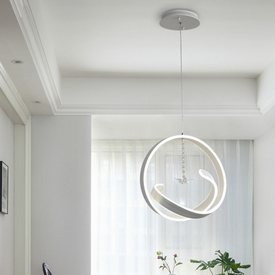 Acrylic Twist Chandelier Light Fixture Minimalist White LED Hanging Light Kit in Warm/White Light