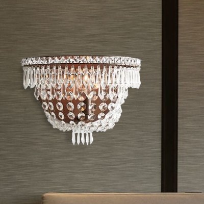 Basket Clear Crystal Sconce Light Modernism 1 Bulb LED Wall Lighting Fixture for Living Room