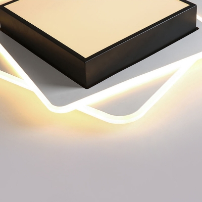 Black Square Ceiling Lighting Minimalist Acrylic LED Flush Mount Light in Warm/White Light
