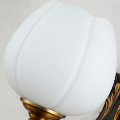 Bowl Shade Milk Glass Wall Light Traditional 1/2-Light Restaurant Wall Mounted Lamp in Antique Brass
