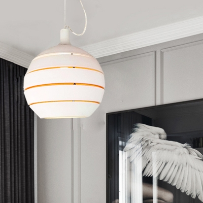 Contemporary Sphere Pendant Lighting Metallic 1 Light Dining Room Suspension Light in White