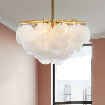 Crystal Gold Chandelier Lighting Fixture Round 5 Lights Simple Hanging Pendant Light