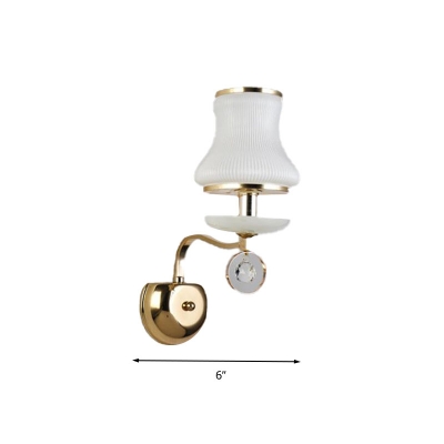 Curved Living Room Sconce Light Traditional Crystal 1/2 Heads White Wall Lighting Fixture