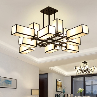 Metal Black/Brass Ceiling Flush Cube 8/10/12 Heads Traditional Semi Mount Lighting for Living Room