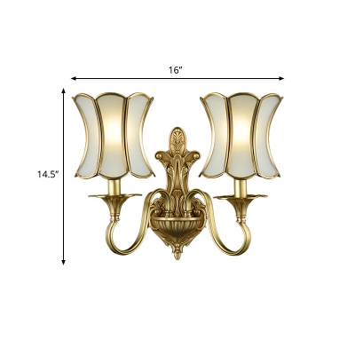 Metal Brass Wall Sconce Lighting Curved 1/2-Light Traditional Wall Light Fixture for Bedroom