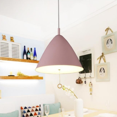 Metal Wide Flare Pendant Lighting Modernist 1 Head Ceiling Suspension Lamp in Pink