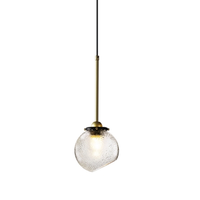 Modernism 1 Bulb Ceiling Lighting Gold Globe Hanging Pendant Light with Water Glass Shade