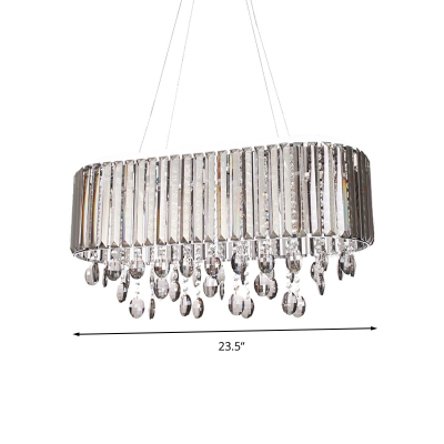 Modernism 6 Heads Ceiling Chandelier 1-Layer Suspended Lighting Fixture with Clear Crystal Shade