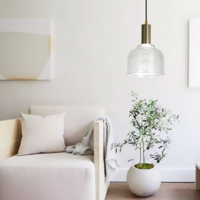 Modernism Domed Hanging Light Clear/Amber Glass 1 Head Living Room Pendant Lighting Fixture